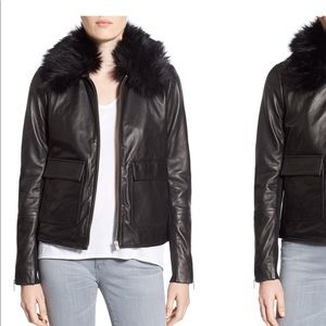 Real Leather Jacket -Removable Faux Fur Collar